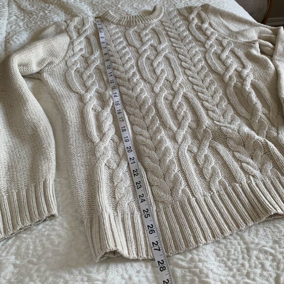 Old Navy Cream Cable Knit Sweater Men's Sz M - Picture 12 of 13